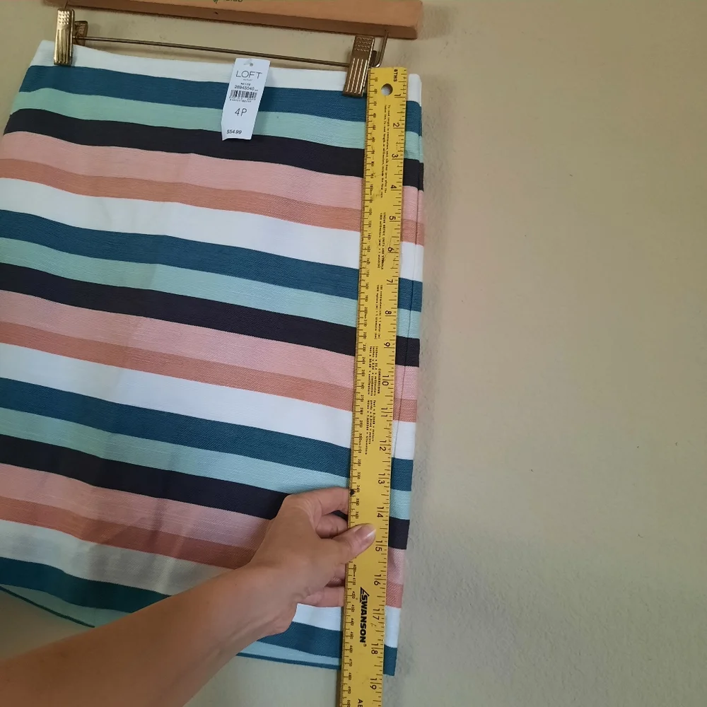 Loft Petite Striped Mini Skirt Pink Pistachio White Green